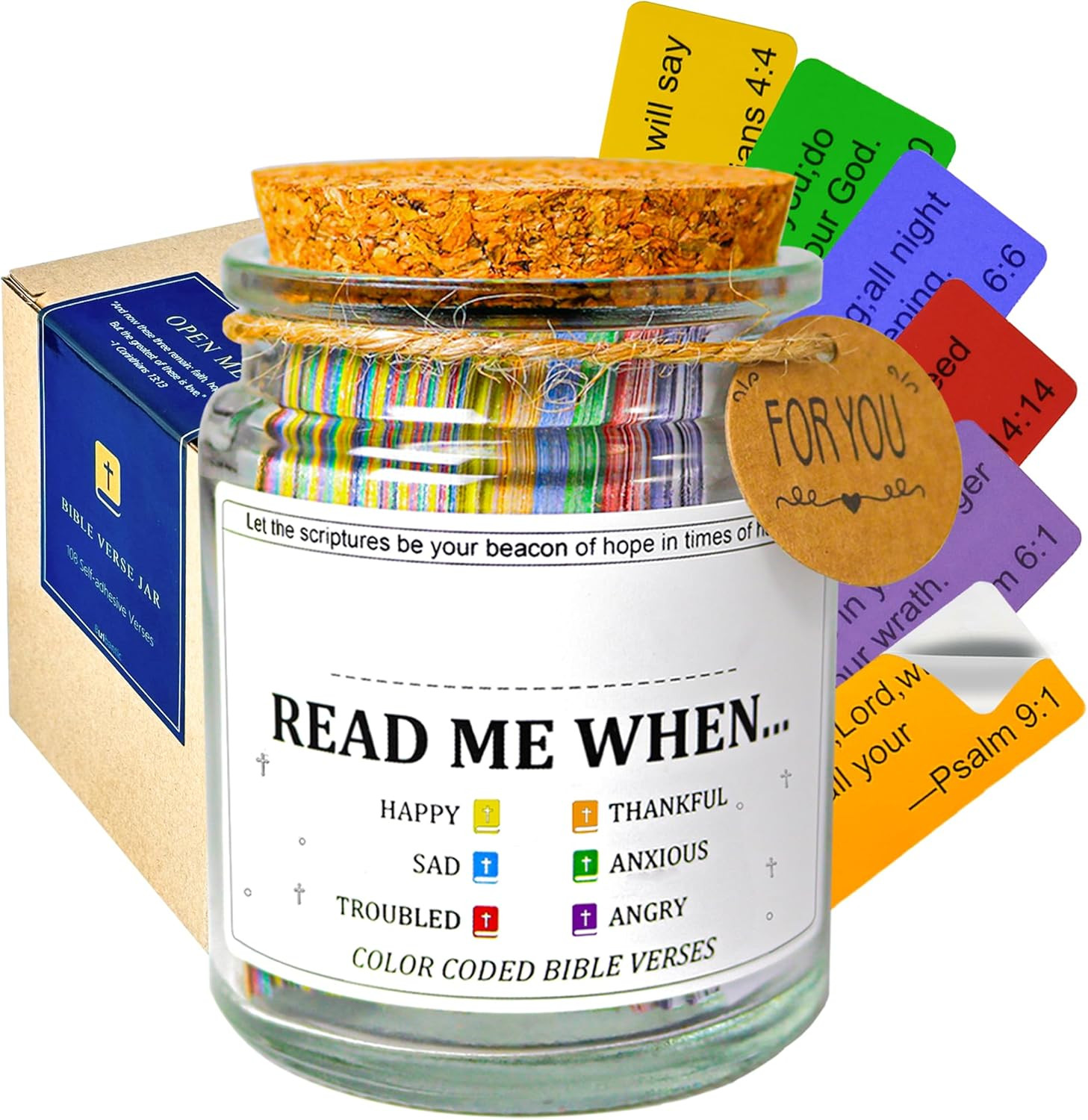 Bible Verse Jar with 108 Scripture Cards Stickable Prayer Jar Christian Gift Set
