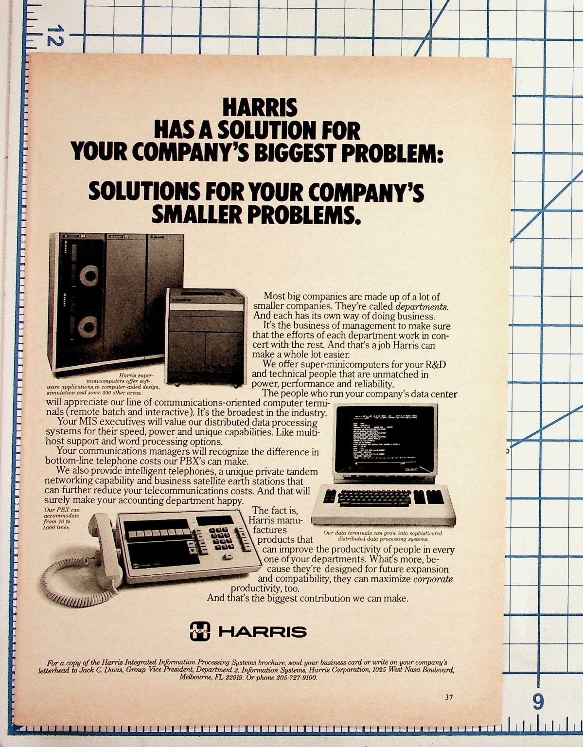 Vintage 1970s Harris Computers Ad Minicomputers Data Terminals PBX Ephemera Vintage 1970s Harris Computers Ad Minicomputers Data Terminals PBX Ephemera