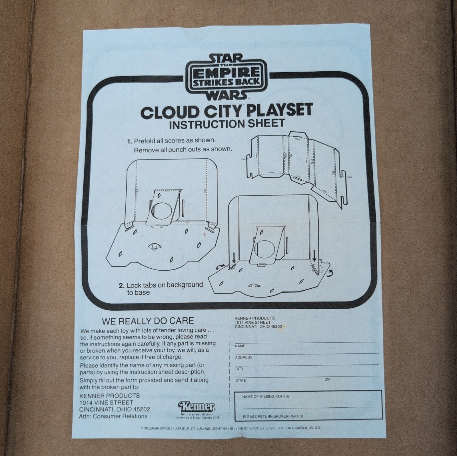 Vintage Kenner Star Wars Empire Strikes Back Cloud City Playset Instructions Vintage Kenner Star Wars Empire Strikes Back Cloud City Playset Instructions