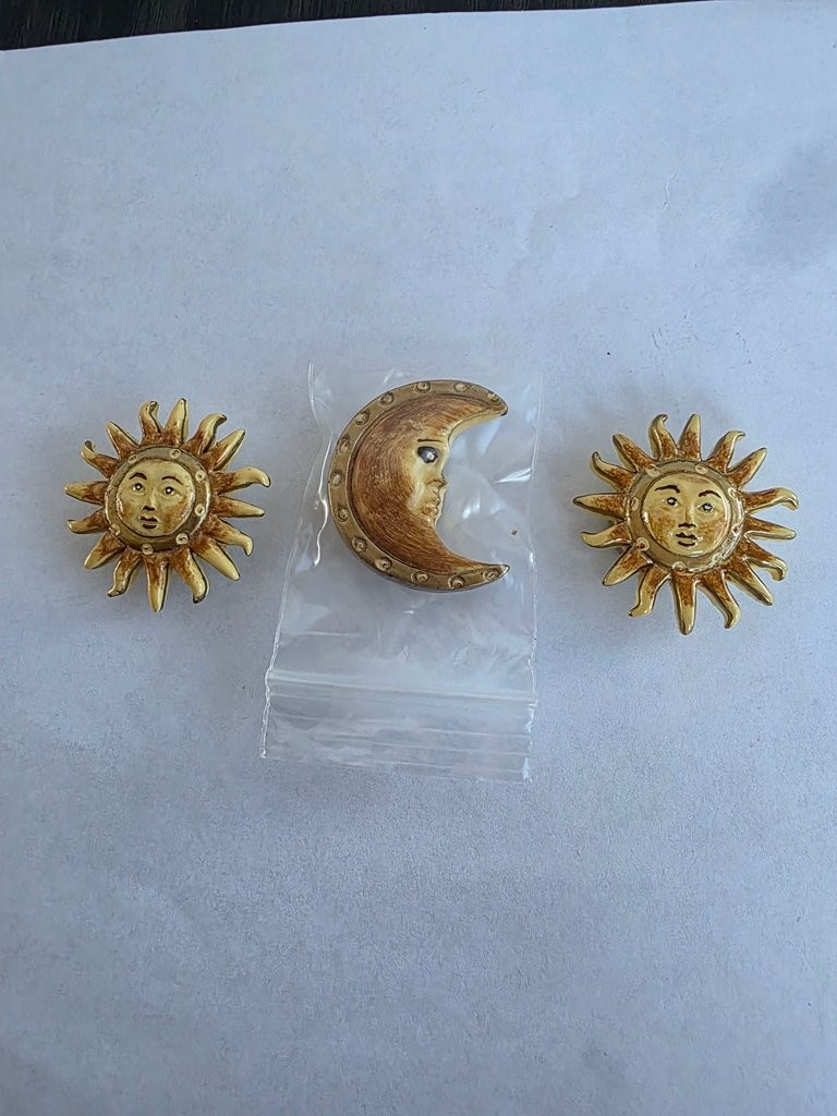 Vintage Sun and Moon Button Covers Set