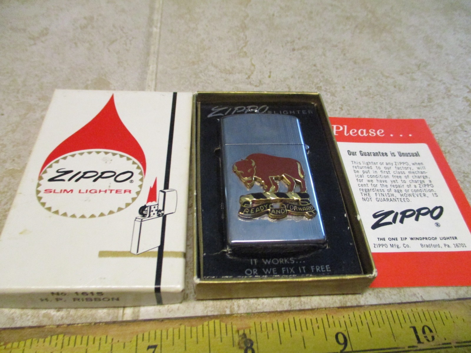 VTG 1974 US ARMY 10th Cavalry Ready and Forward Insignia ZIPPO LIGHTER NOS