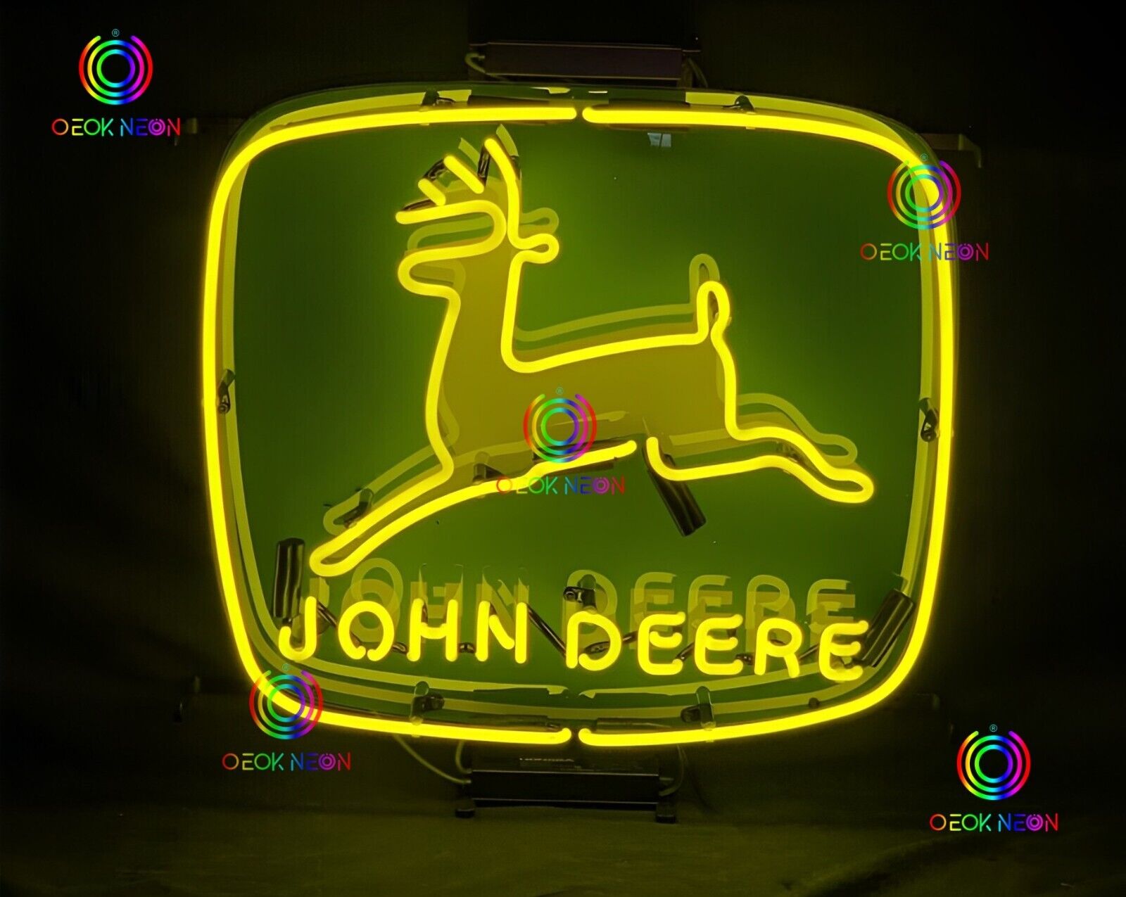 John Deere Farm Tractor Farming Garage Barn Real Glass Neon Light Sign Man Cave