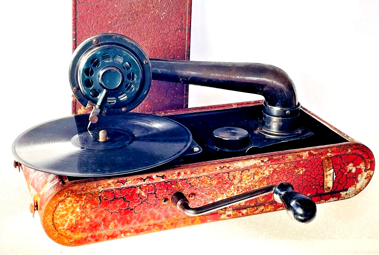 Antique Phonograph Gramophone 1930s Portable Mini Record Player THOREN\'S EXCELDA