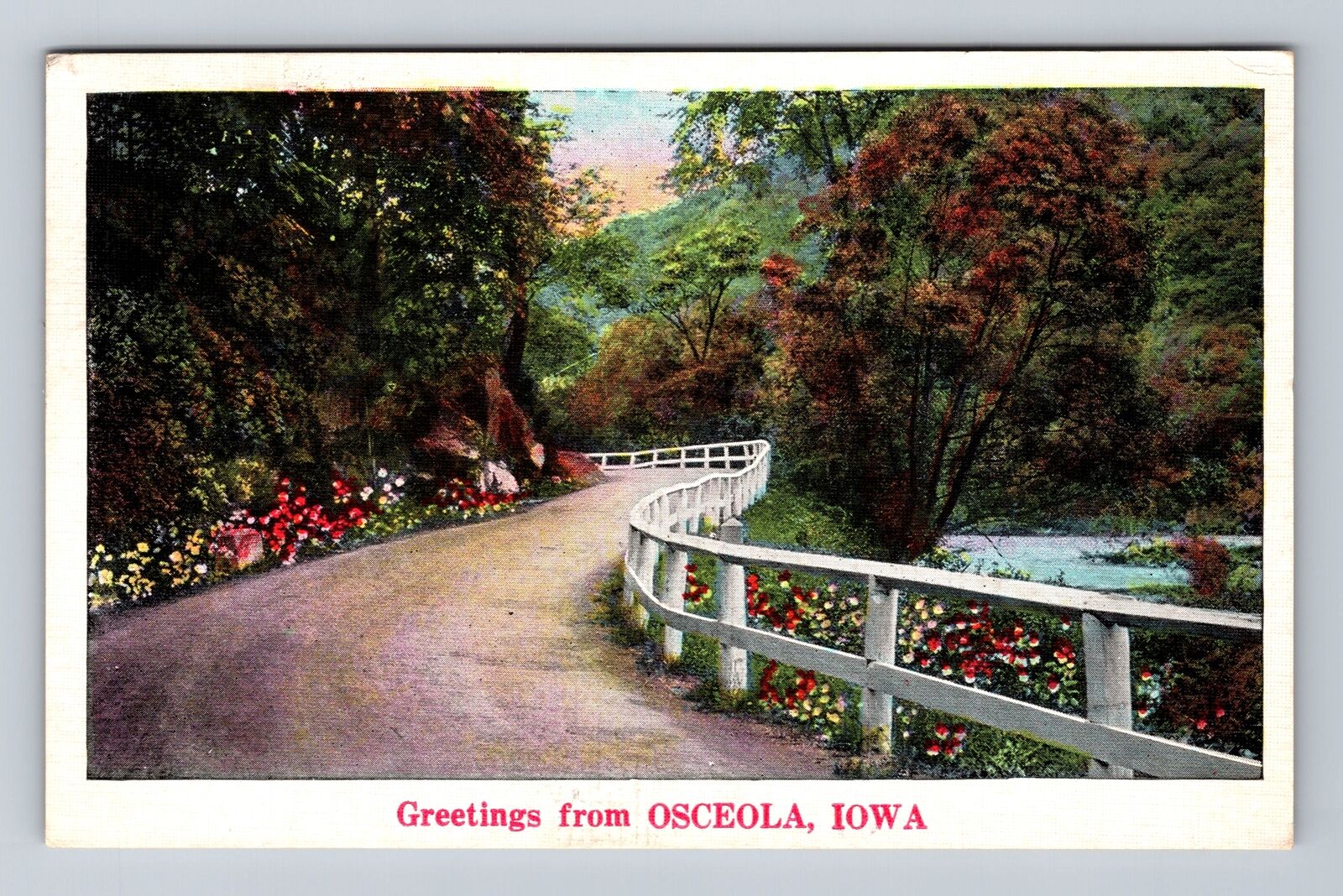 Osceola IA-Iowa, Scenic Greetings, Antique Souvenir, Vintage c1987 Postcard