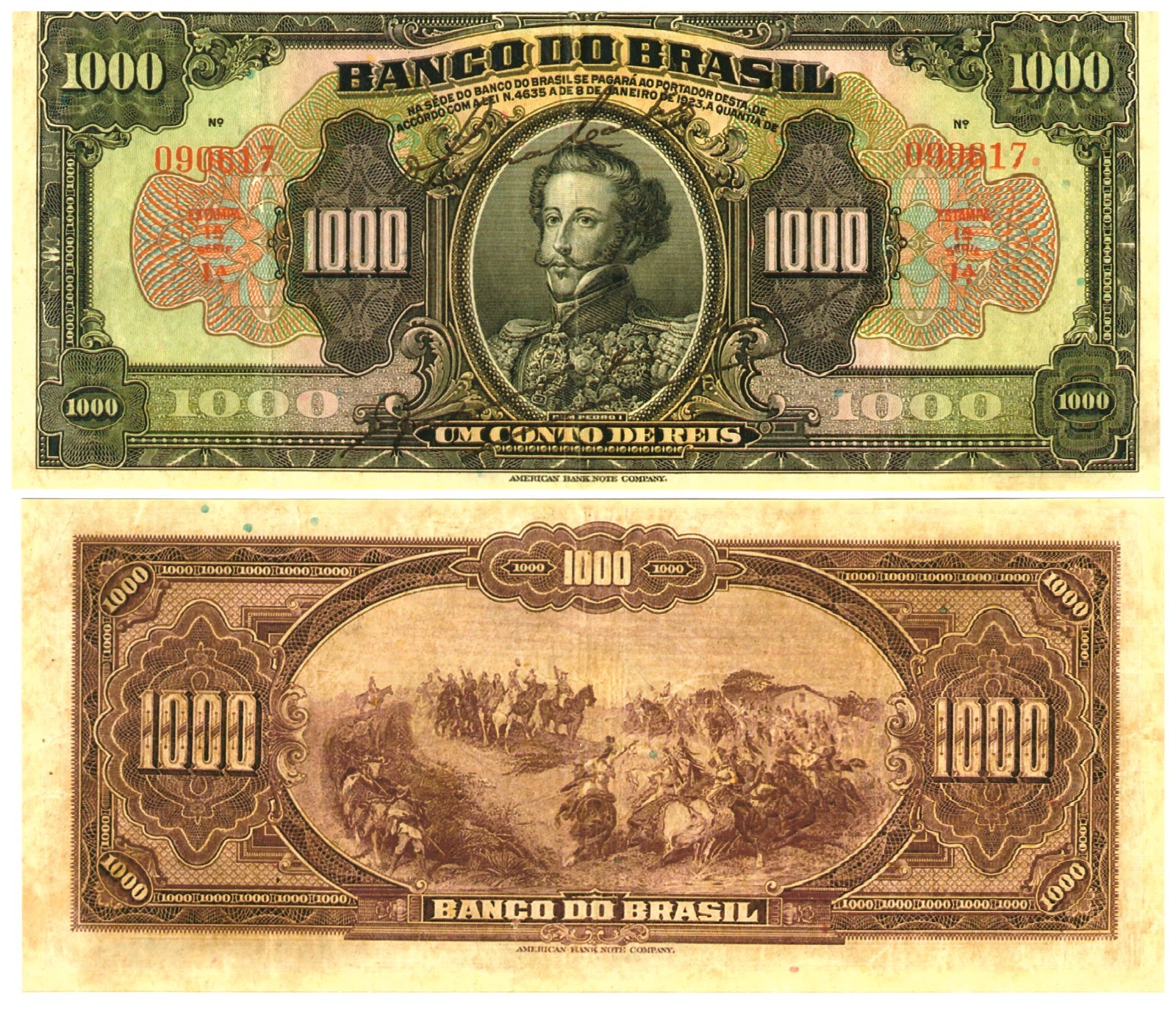 u Reproduction Note Brazil 1000 Mil Reis = 1 Conto de Reis 1923 Pick #123  0813R
