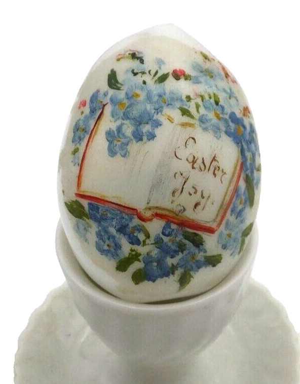 Victorian Milk Glass Hand Blown/Hand Painted Easter Egg, Easter Joy, Florals
