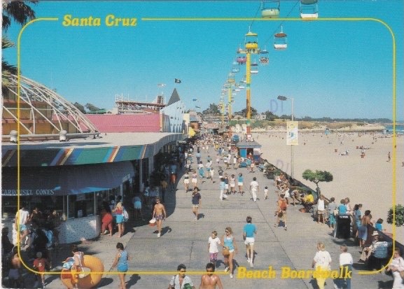 Busy Boardwalk Scene-SANTA CRUZ, California