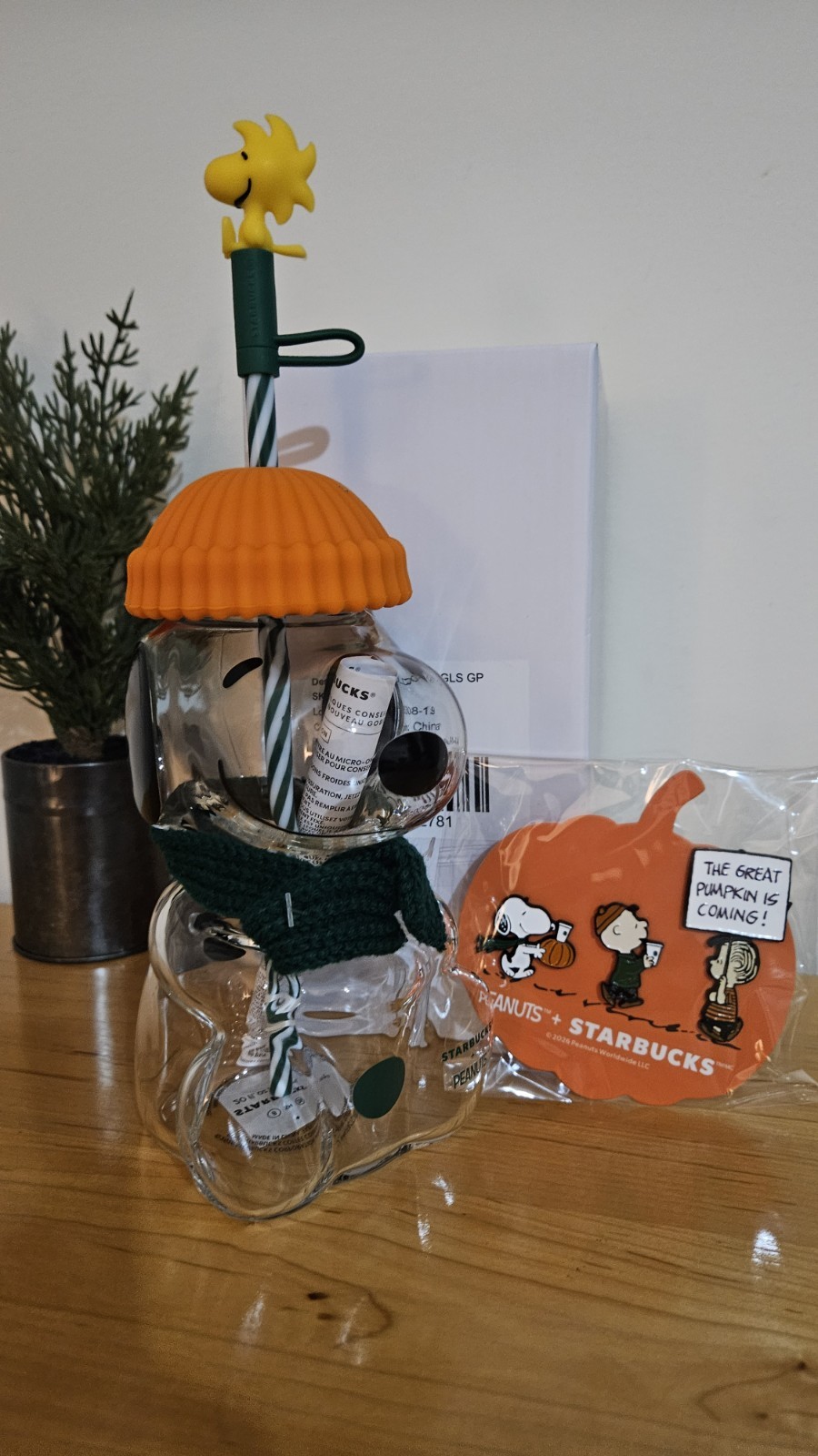 Authentic Starbucks Rare NIB Snoopy Cup And Pins The Great Pumpkin