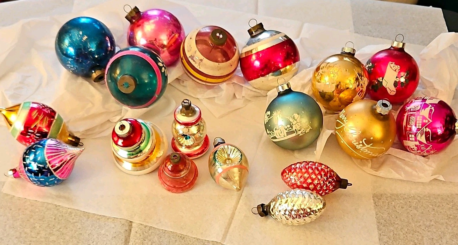 Huge Lot of Vintage Glass Christmas Ornaments 