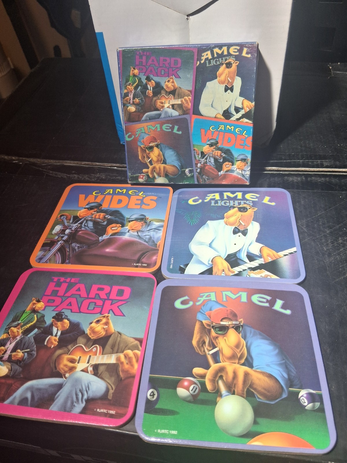 New Vintage 1990s 4 Joe Camel  Coaster Set - Hard Pack, Wides, Lights & Camel
