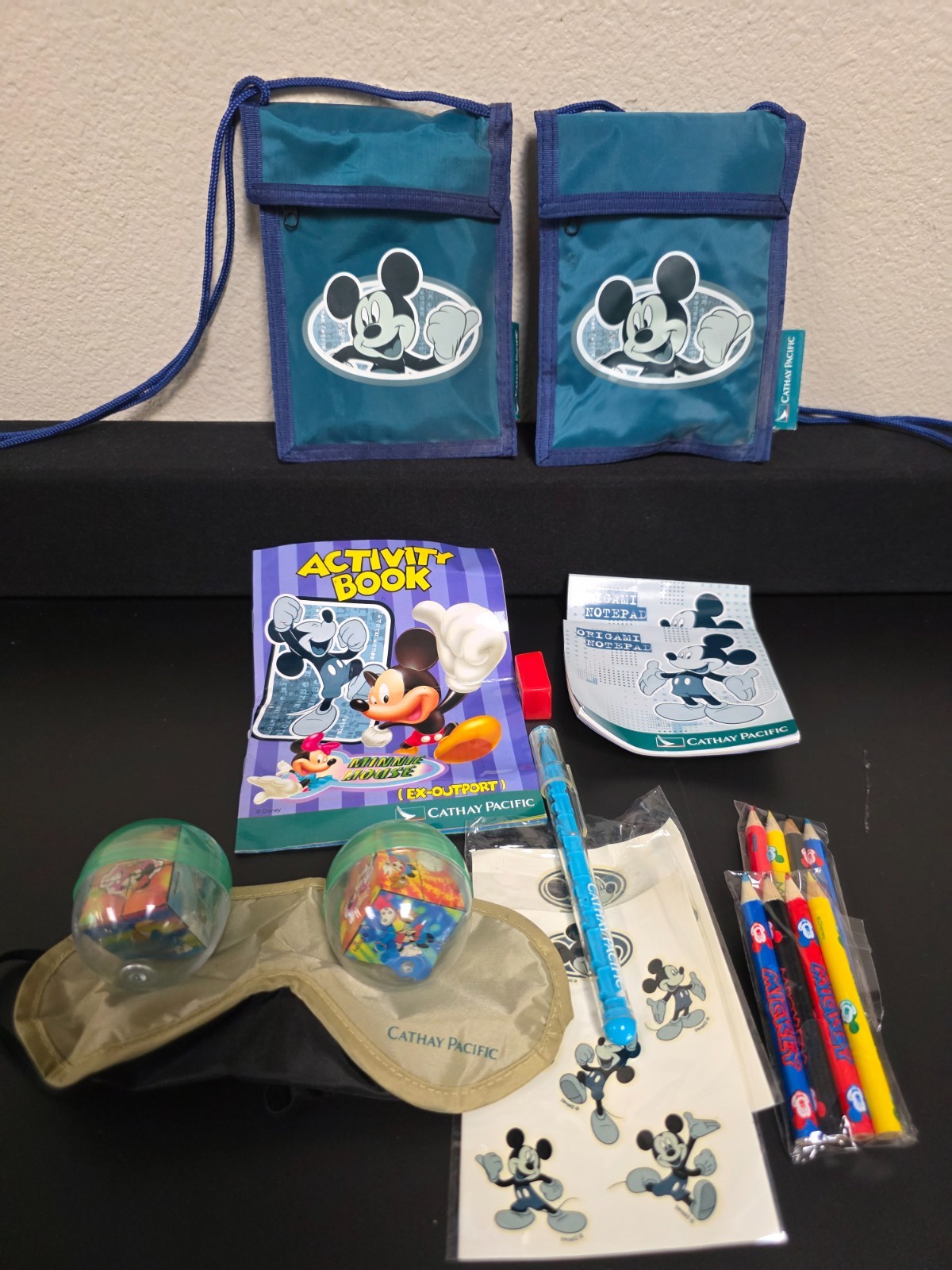 RARE Vintage 1990s Cathay Pacific Disney Mickey Mouse Kids Inflight Activity LOT RARE Vintage 1990s Cathay Pacific Disney Mickey Mouse Kids Inflight Activity LOT