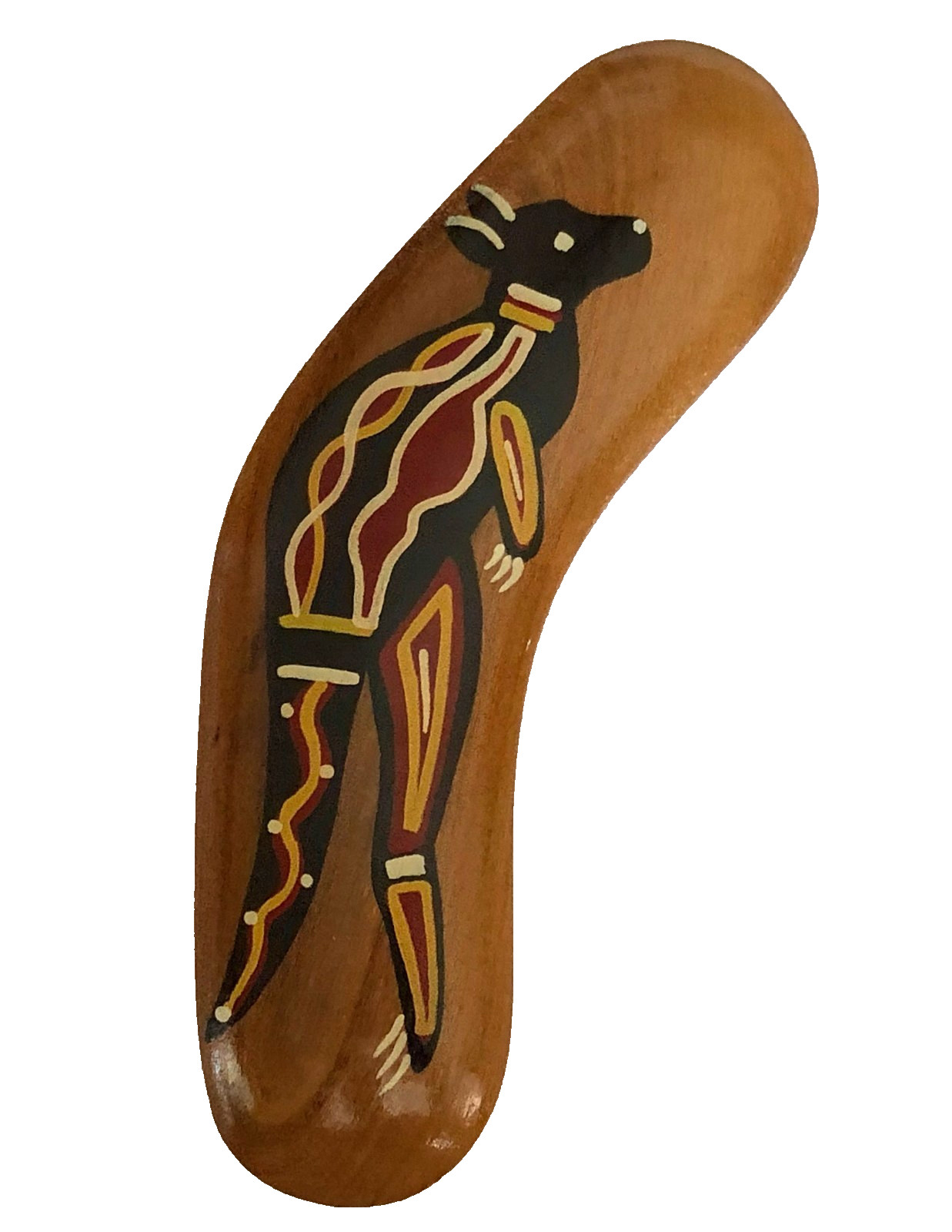 Wood Boomerang Australian Souvenir Kangaroo Aussie Design Handcrafted