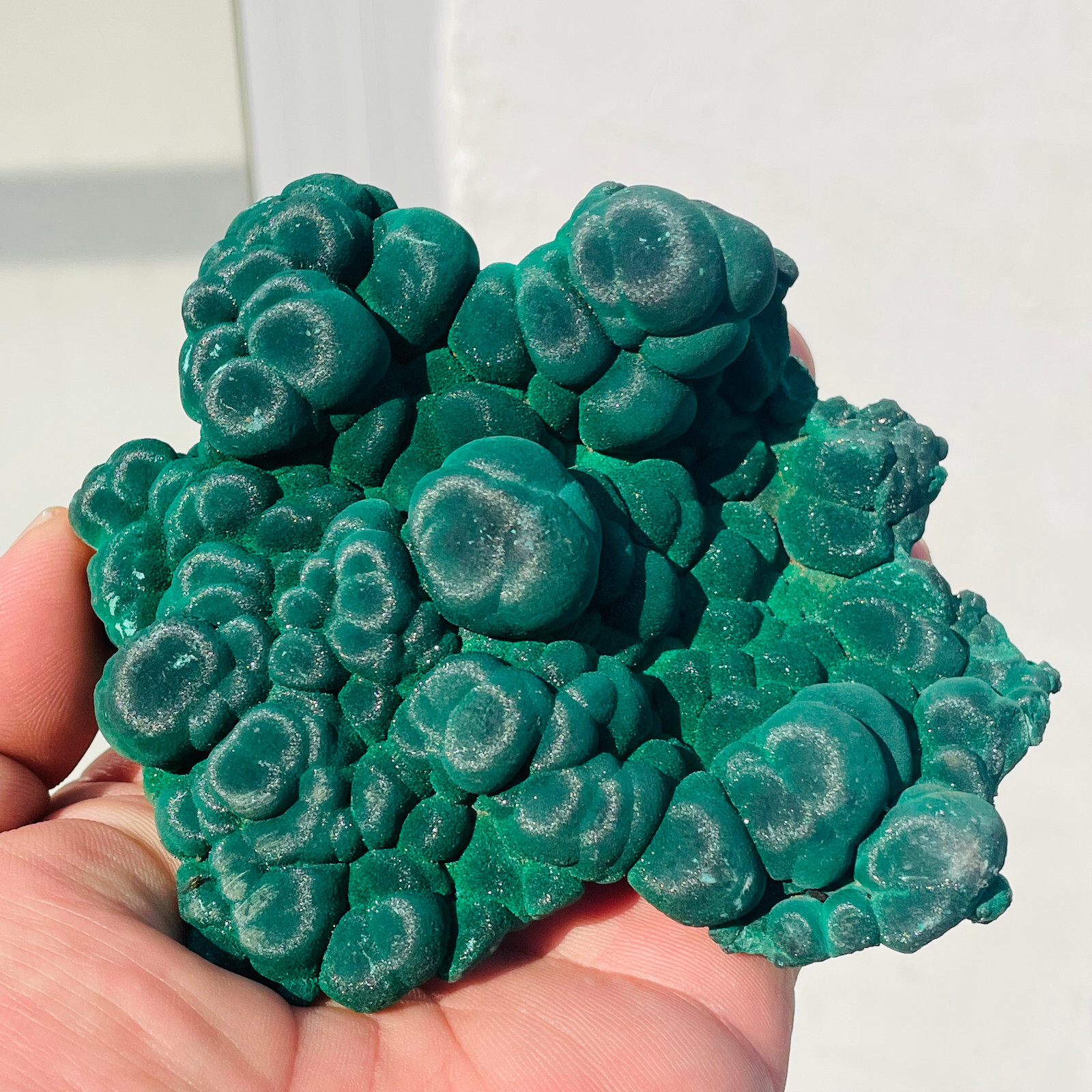 358g Rare Natural Velvet Malachite Coarse Cat's Eye Cluster Mineral Specimen