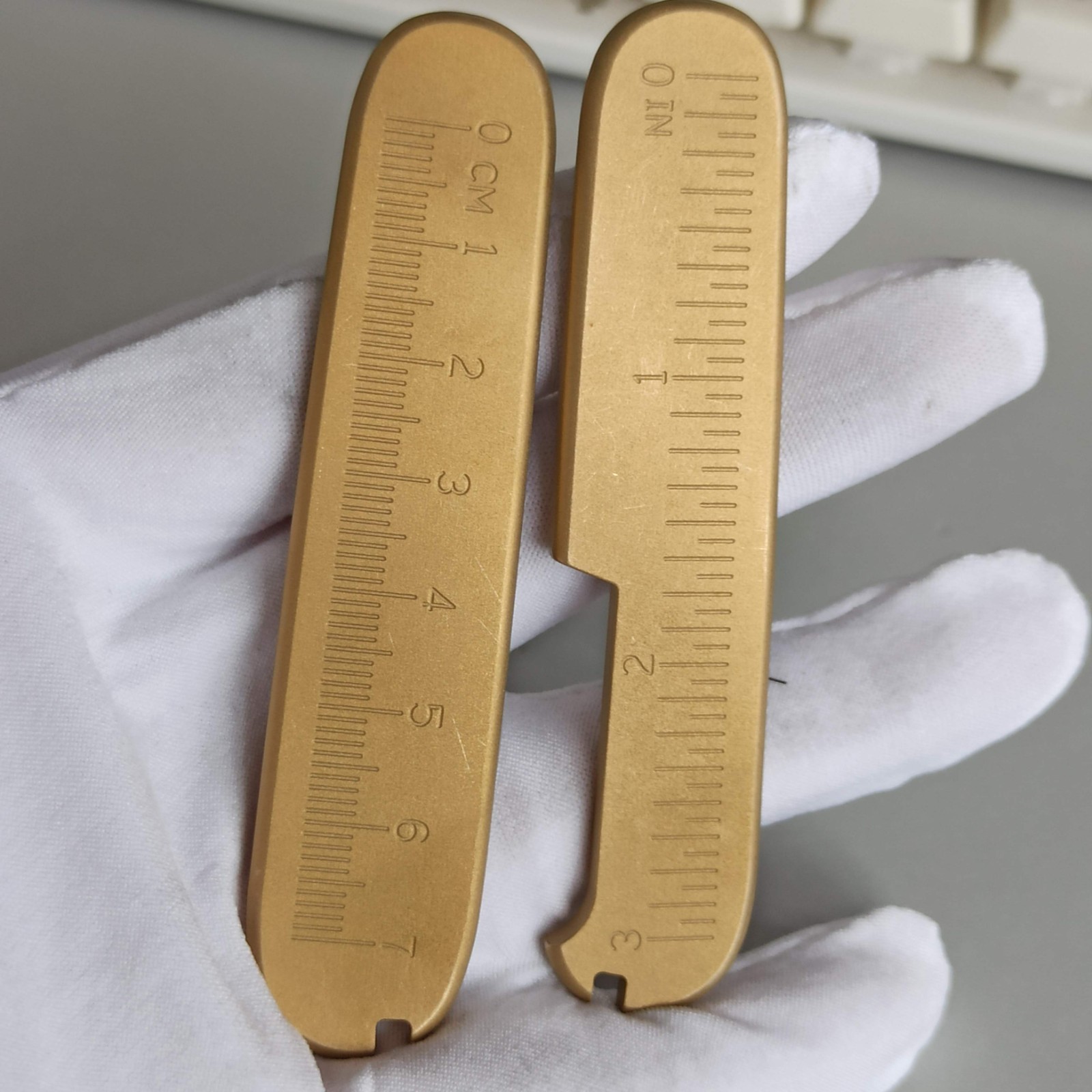 1 Pair Brass Ruler Handle Scales for 91MM Victorinox Swiss Army