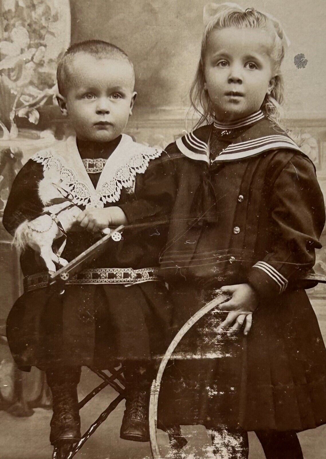 Vintage Photo Two German Children Nordhausen Studio Late 19 Early 20 Century