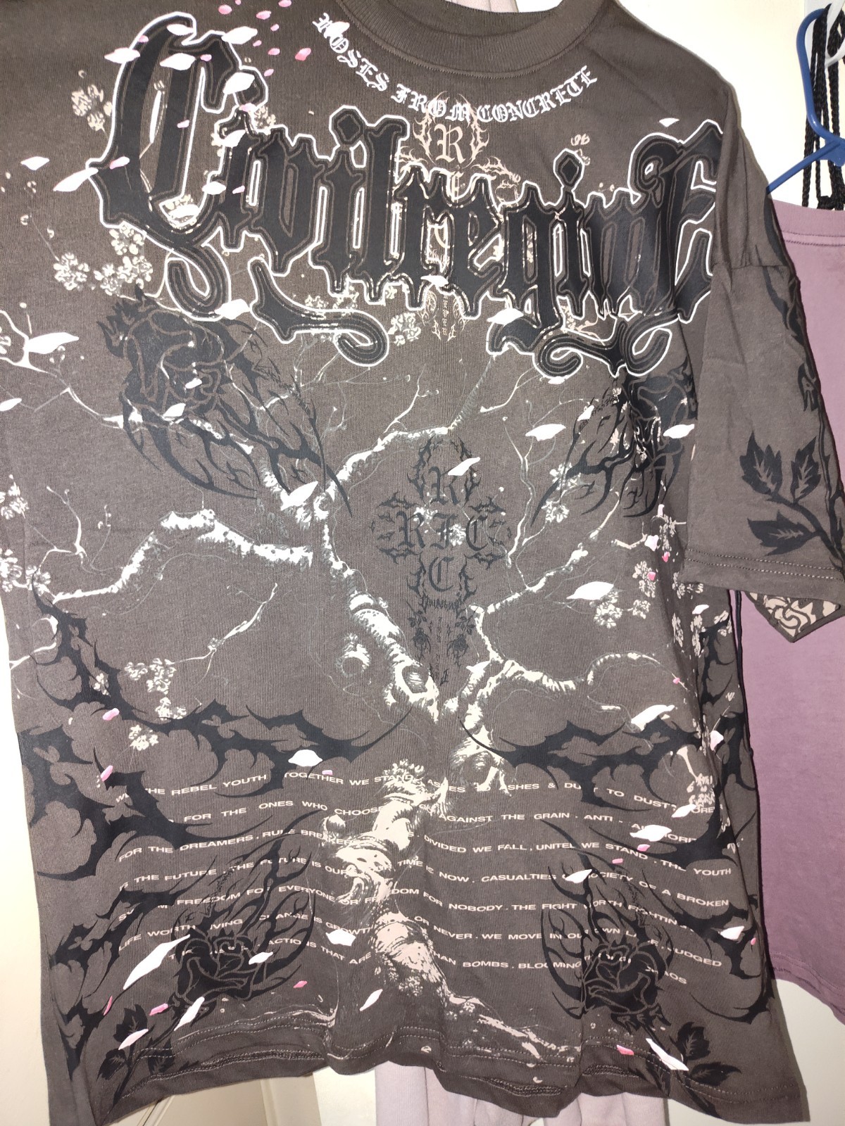 Civilregime x Bleach In Bloom American Classic Oversized Tee In Brown Size Large