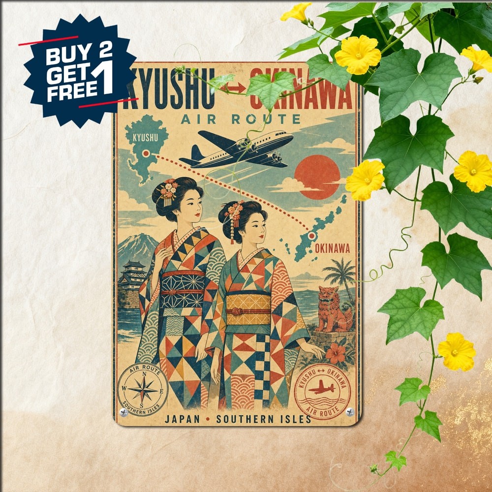Kyushu Okinawa Geisha Girls Traditional Japan Culture Signs Metal Tin Sign