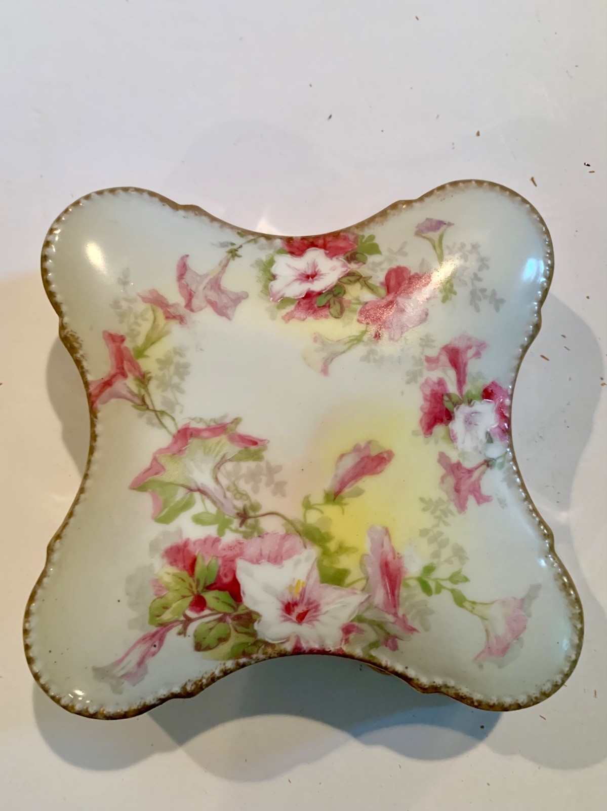 Antique Limoges France Porcelain Trinket Dressed Box Rare Shape Handpain