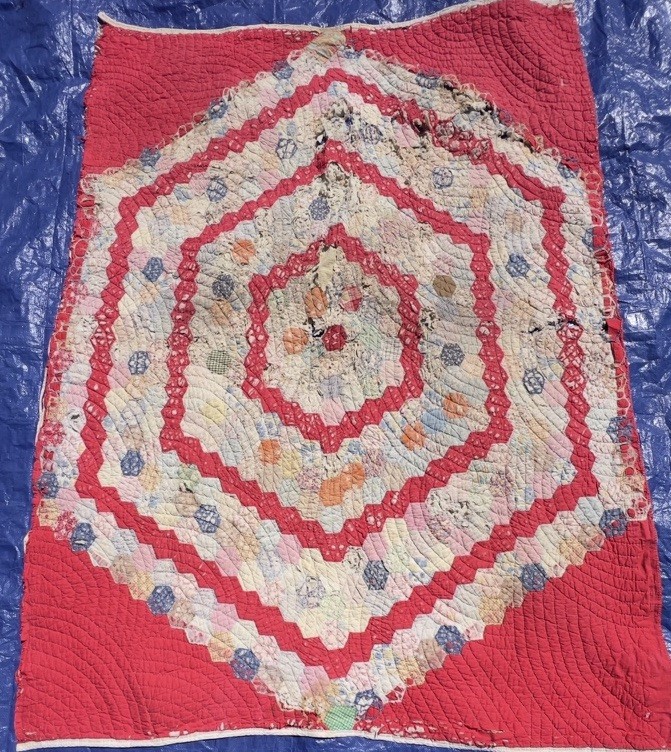 ANTIQUE PA AMISH HANDMADE PATCCHWORK QUILT 85”x 63” Inch FULL SIZE CUTTER QUILT