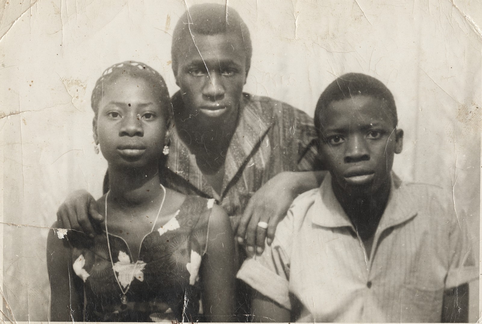 c. 1950's Woman and Two Young Men, Mali Photograph by SEYDOU KEITA [Stamped]