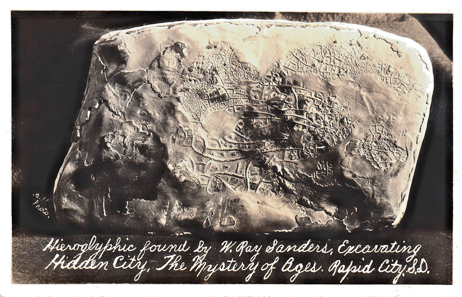 Rapid City SD Hieroglyphic Mystery of the Ages Rock Art a RPPC c1930s Unused 