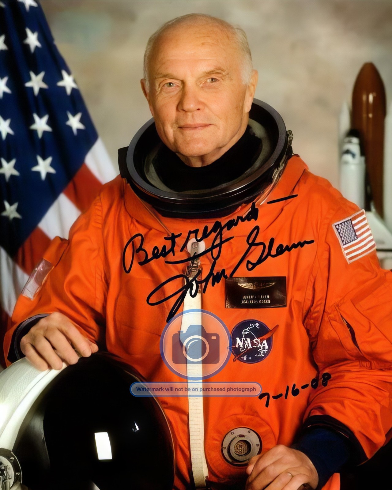 JOHN GLENN AUTOGRAPHED NASA ASTROUNAUT PORTRAIT 8X10 PHOTO REPRINT