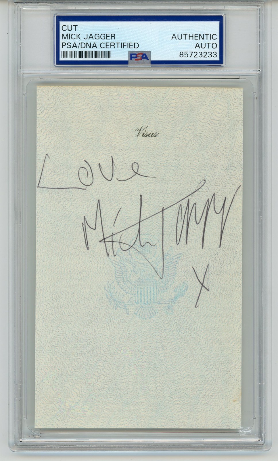 Mick Jagger ~ Signed Autographed U.S. Passport Page ~ PSA DNA Encased