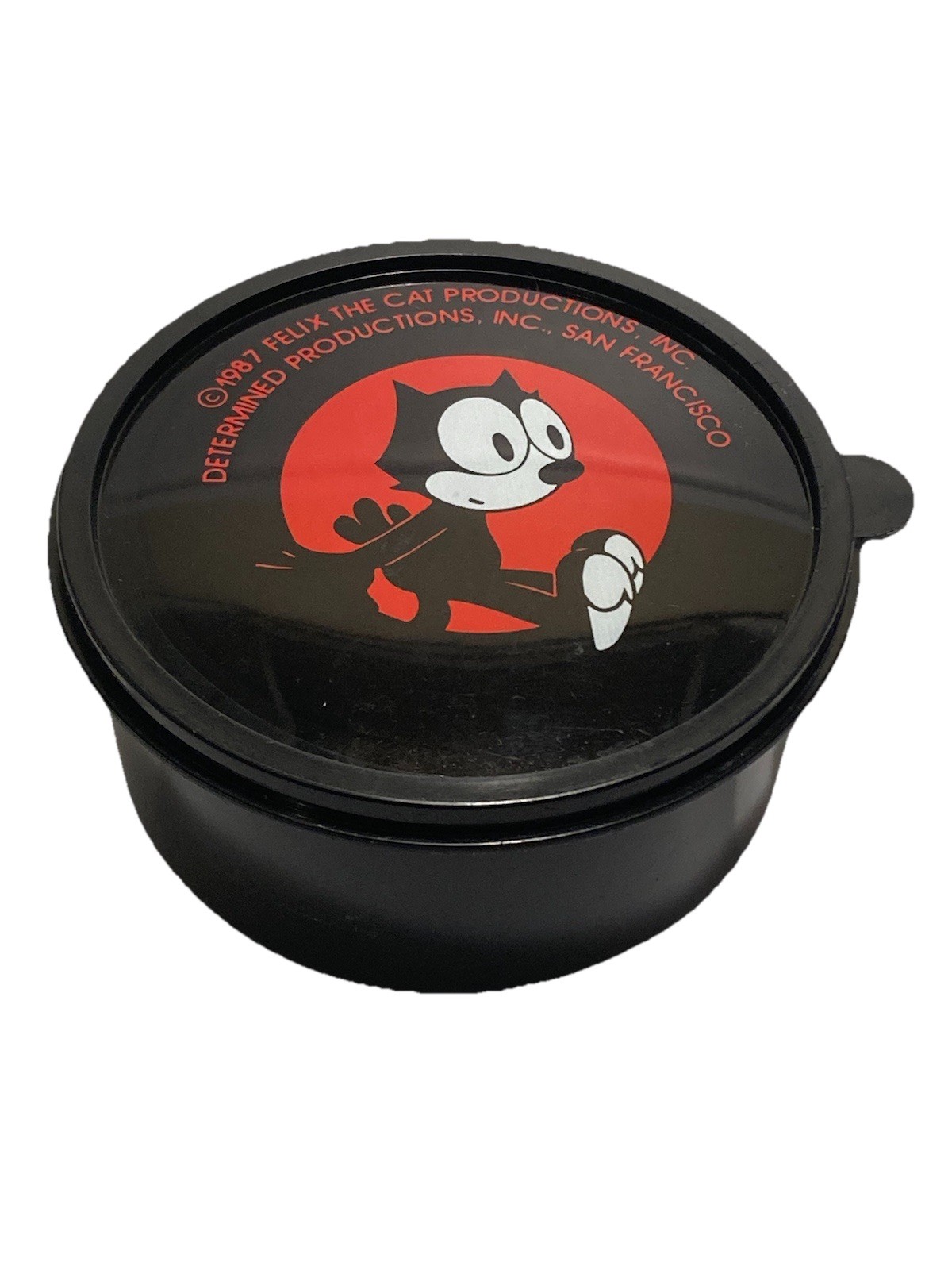 Vintage 1987 Felix the Cat Plastic Round Retro Storage Container
