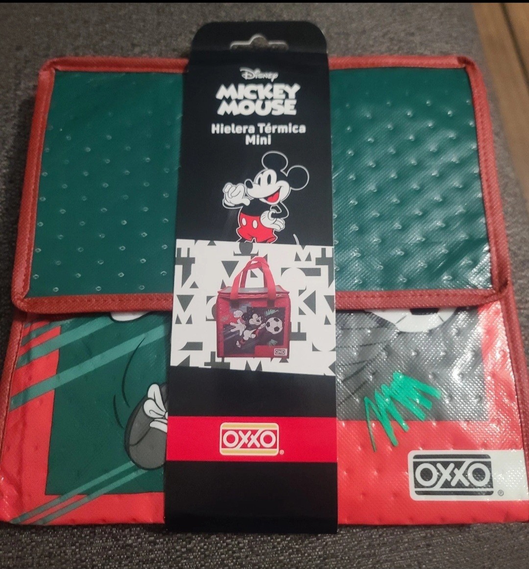 OXXO Disney Mickey Mouse Soccer Player Mini Insulated Cooler Bag Green/Red