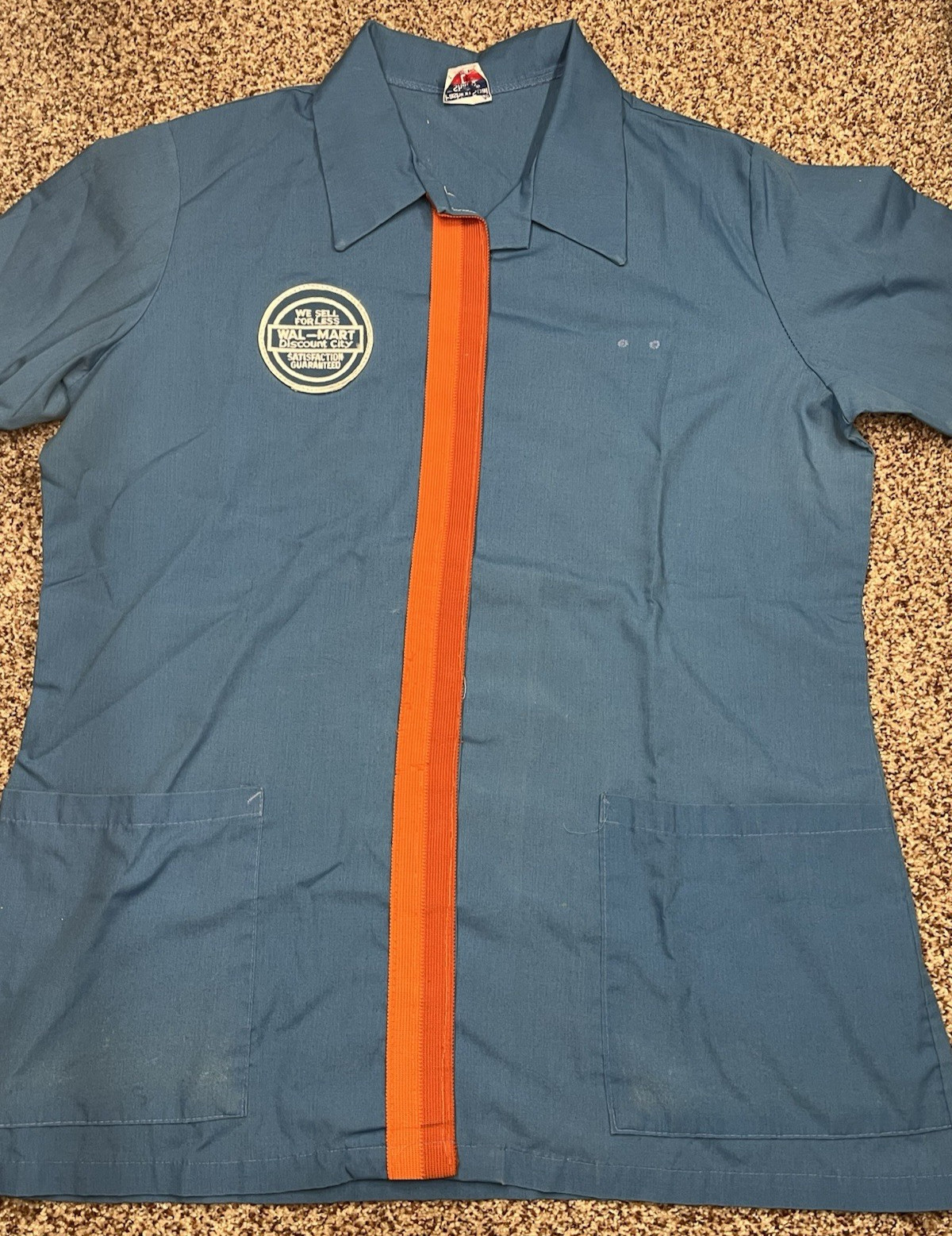 VTG Walmart Associate Employee Shirt Snap Up Fashion Seal Single Stitch Size L