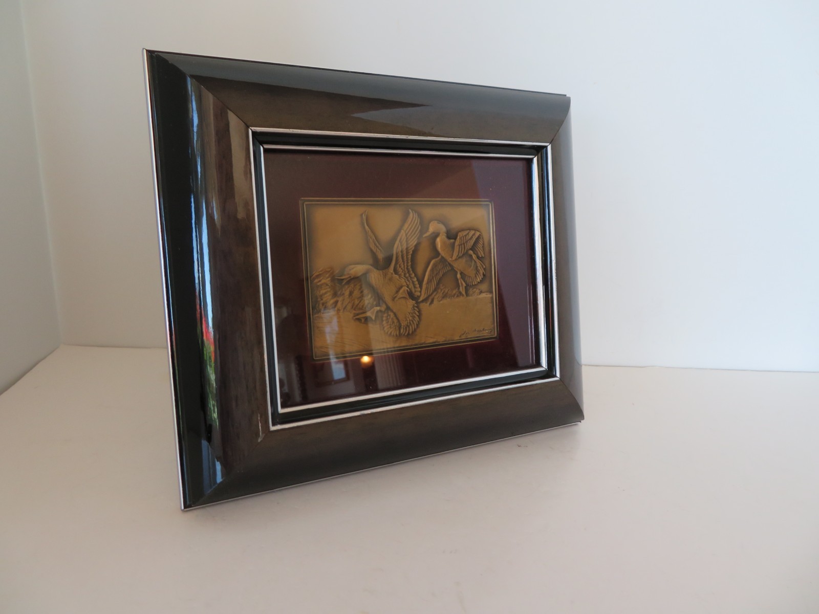 Framed Bronze Relief Mallard Duck First Federal Stamp Ding Darling 1934 Sign Art
