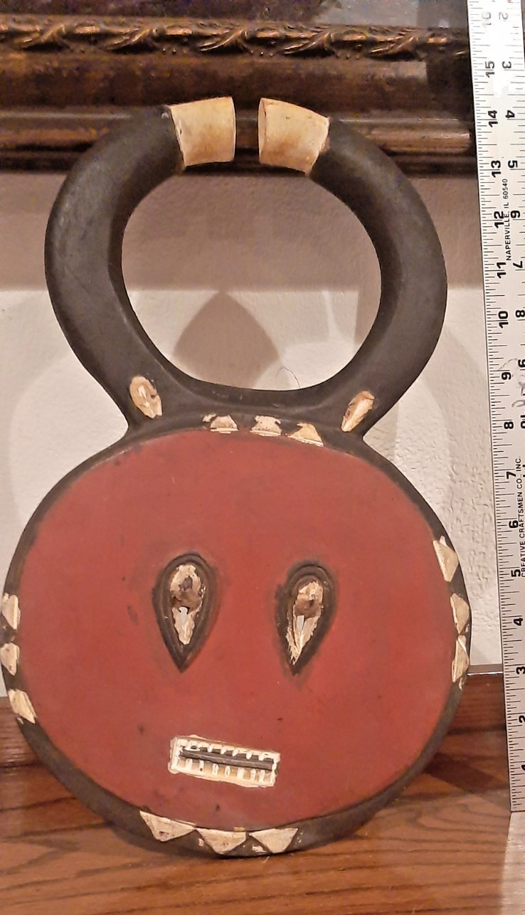 Vintage Baule Goli Ceremonial Mask with Horns: Kplekple Dance. Ivory Coast