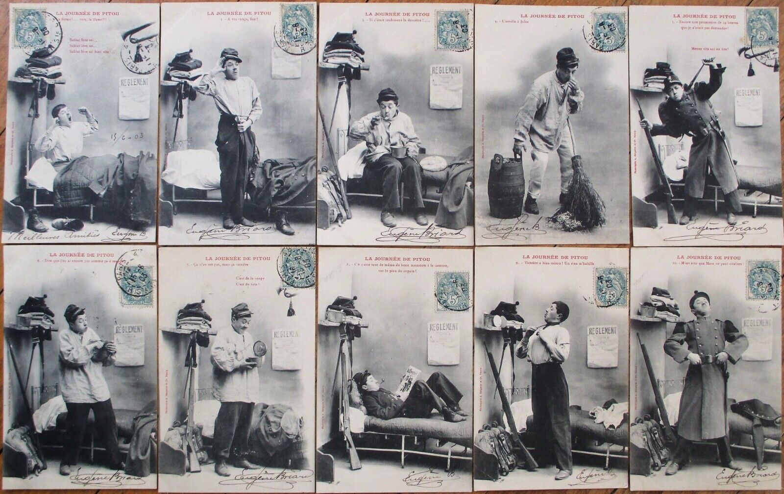 Bergeret 1903 French Fantasy Postcard Set of Ten, La Journee de Pitou