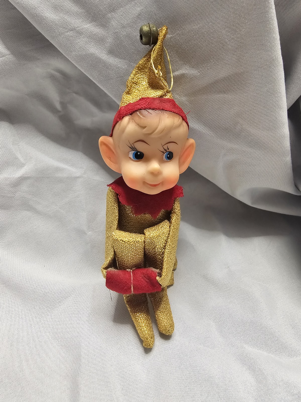 Vtg Pixie Elf 50’s/60’ Christmas Gold Knee Hugger Sakai Made in Japan 