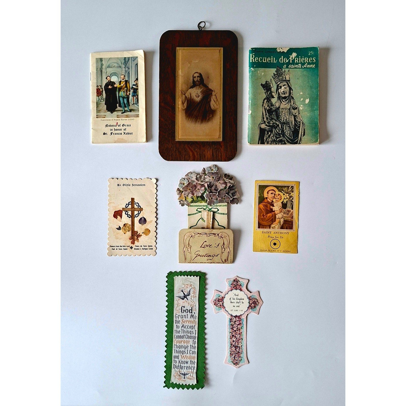 Vintage Catholic Religious Ephemera Lot 8pc Sacred Heart St Anthony Holy Land
