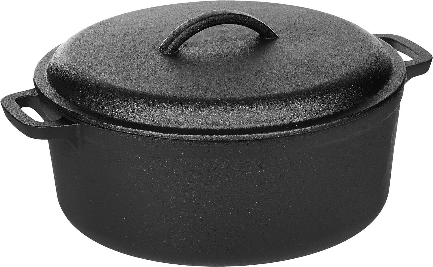 Pre-Seasoned Cast Iron Round Dutch Oven Pot with Lid and Dual Handles, 7-Quart