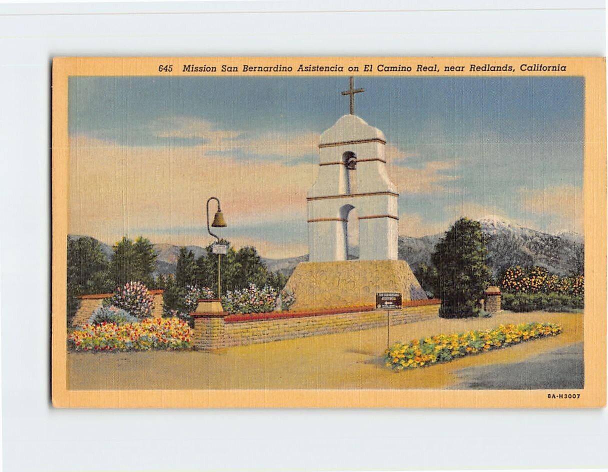 Postcard Mission San Bernardino Asistencia on El Camino Real California USA