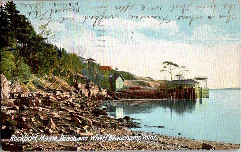 Vintage Postcard Rockport ME Maine Beach & Wharf Beauchamp Point 1907      E-510