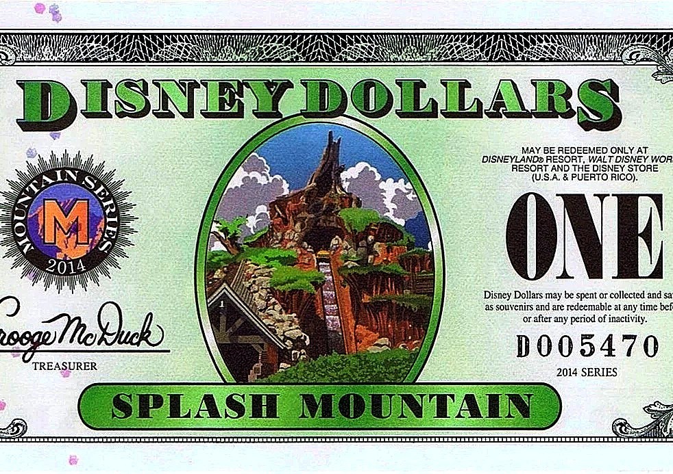 WDW 2014 $1 D RARE (FOUR) 4 Digit D005467 SPLASH MT MICKEY Disney Dollar Dollars