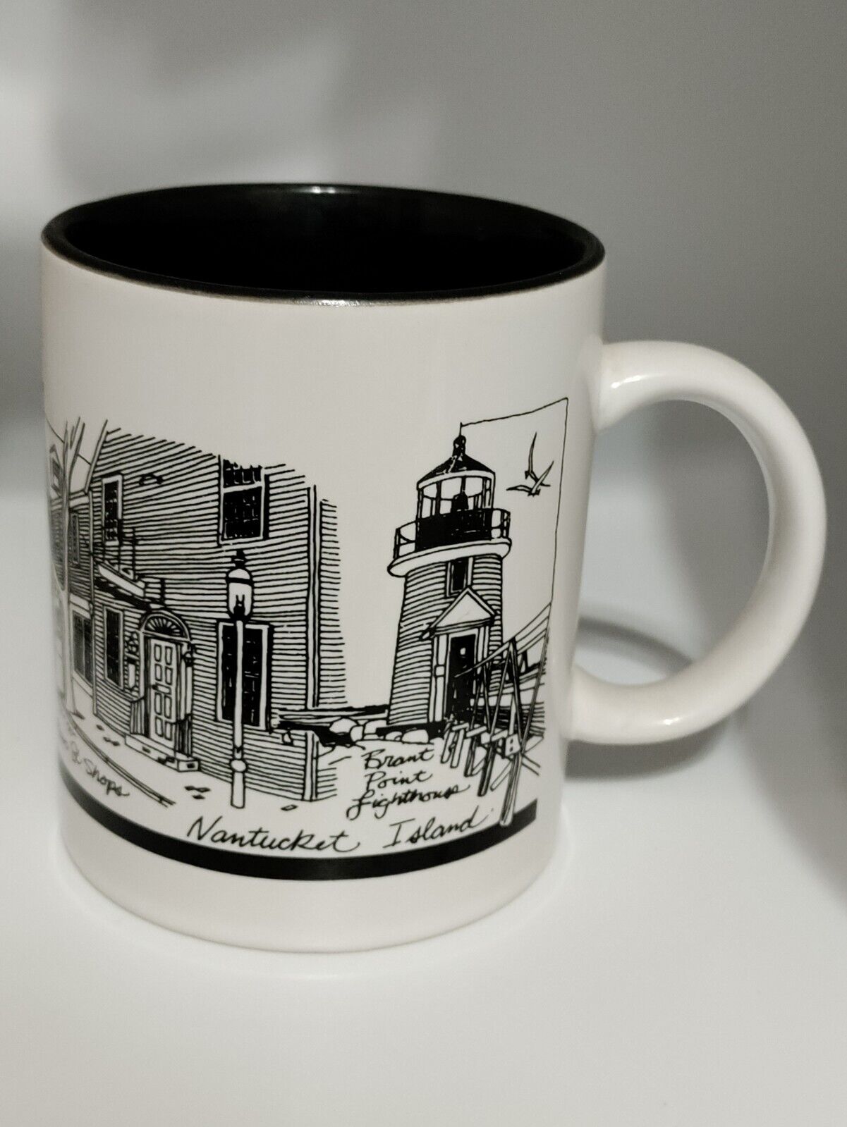 Vintage Nantucket Island Coffee Mug Cup Old Mill Brant Point Lighthouse Hart