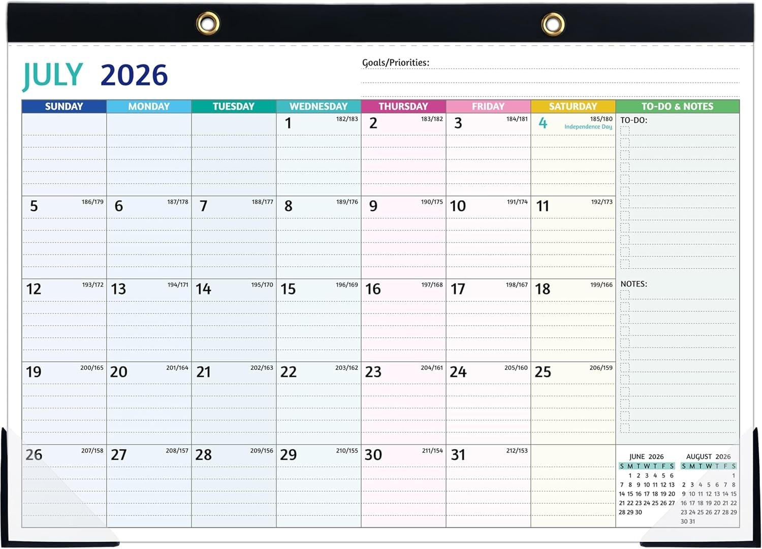 2026-2027 Desk Calendar 18 Months Calendar 17X 12 Large Office Desk Top Calendar
