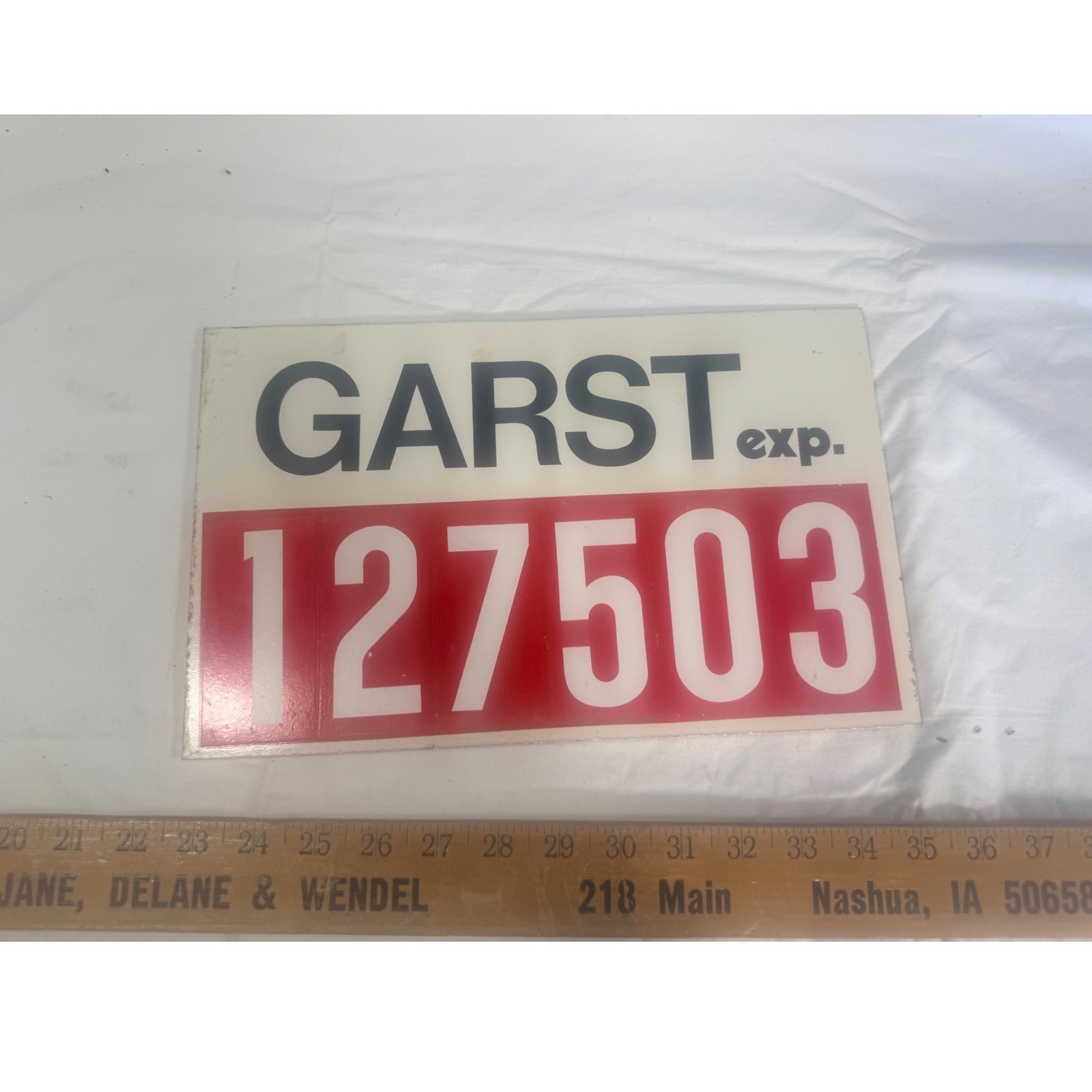 Garst Seed Sign Vintage 13.5x9.5 Red White Good Experimental Field 127503