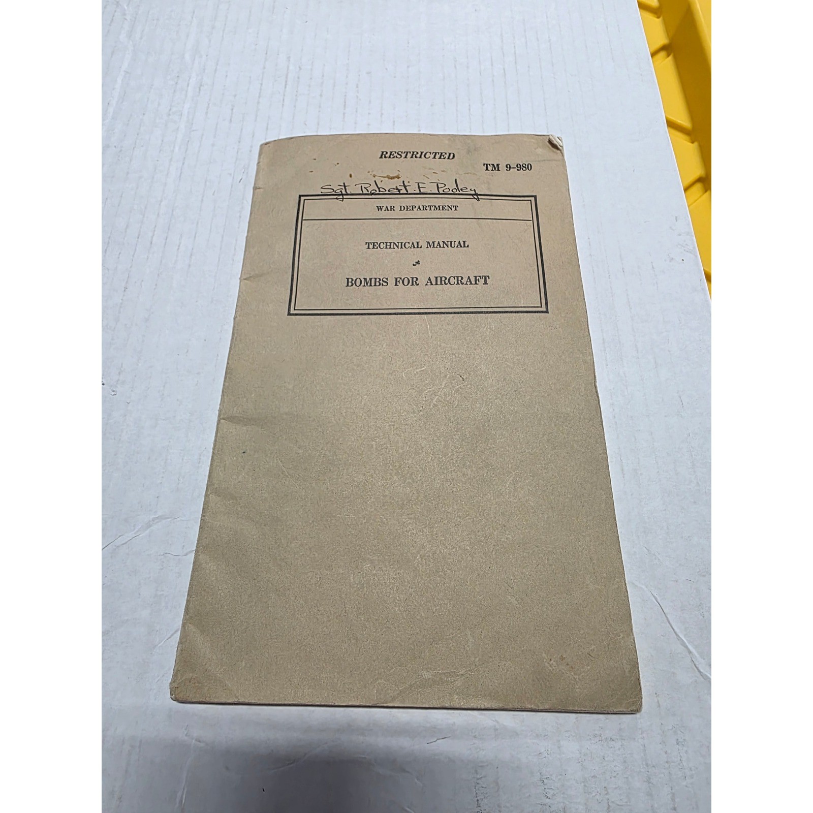 Vintage 1940 WWII War Department Technical Manual TM 9-980 Bombs for Aircraft
