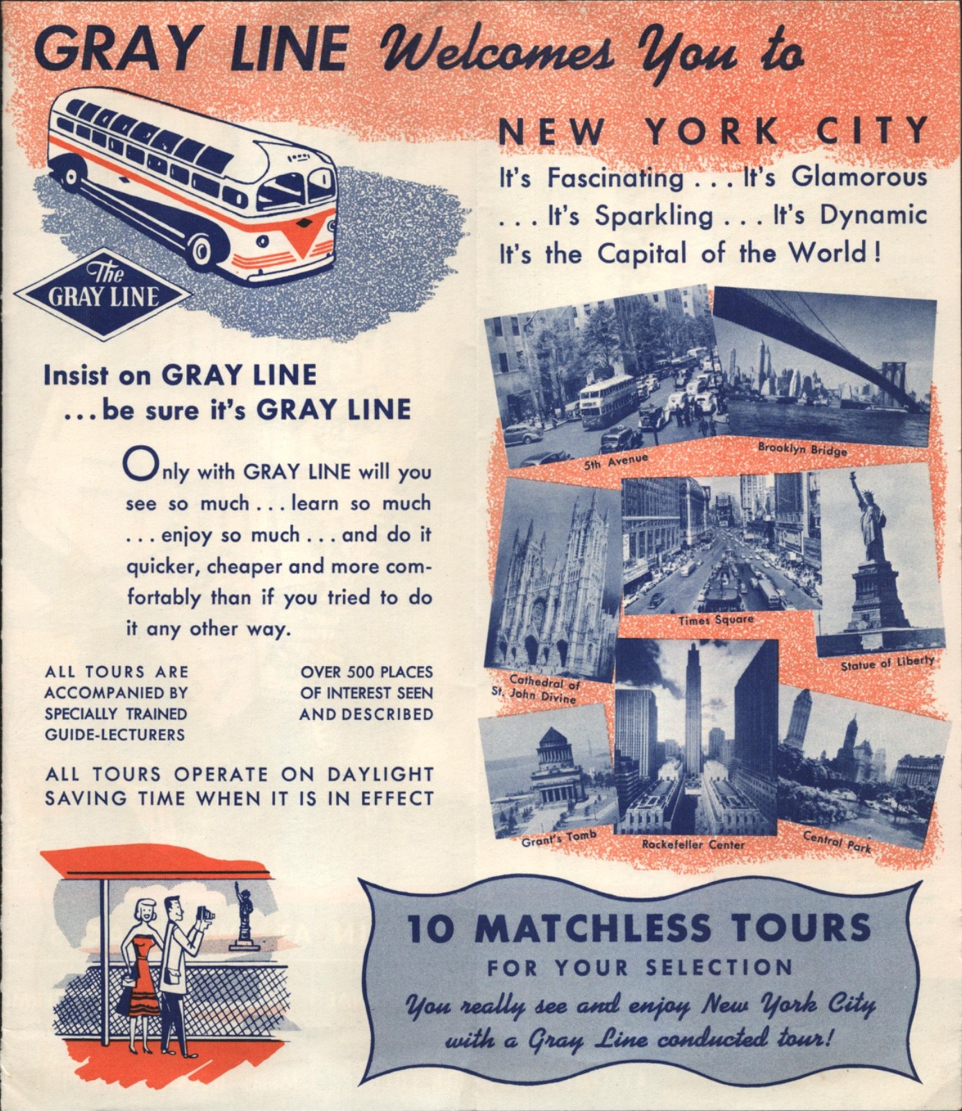 1940s SEEING NEW YORK CITY vintage sightseeing brochure GRAY LINE BUSES