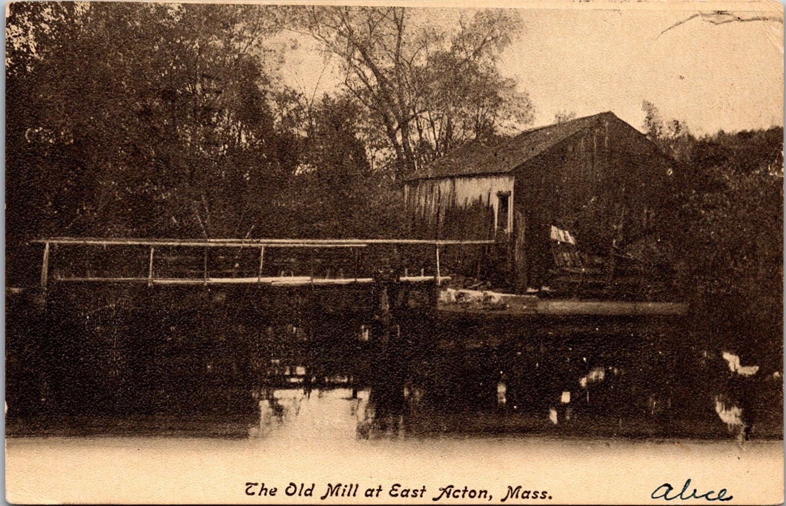 c.1908 The Old Mill at East Acton Mass. Undivided Back Postcard 5X