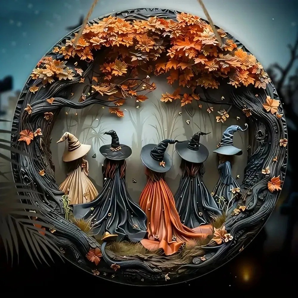 Halloween Gothic Witch Wooden Hanging Tag Halloween Jungle Fun Home Decor Horror