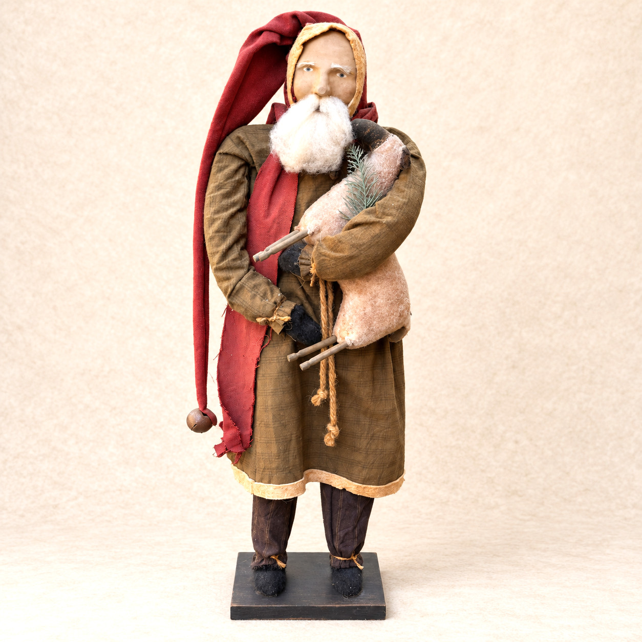 Arnett\'s Country Store Primitive Santa Sheep Folk Art Christmas Large 29\