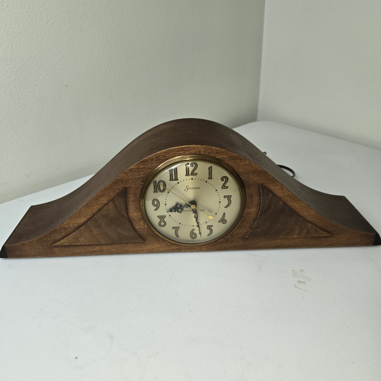 Sessions Model 2C VTG Westminster Chime Clock Electric Mantle Shelf Desk Wood