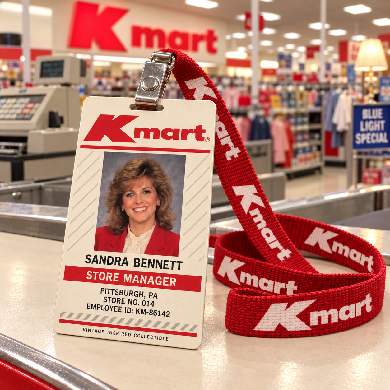 Custom Vintage K Mart ID Card Name Tag Retro Employee Style Collectible KMART