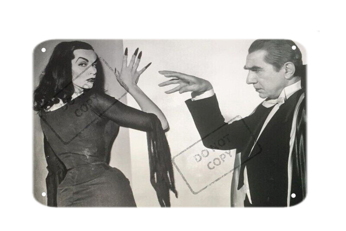 Maila NURMI & Bela LUGOSI as Dracula & Vampira Retro 8x12 Aluminum Metal Sign Maila NURMI & Bela LUGOSI as Dracula & Vampira Retro 8x12 Aluminum Metal Sign